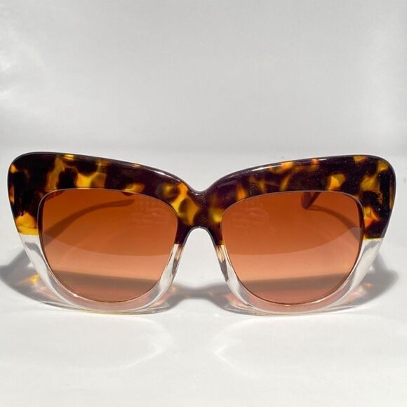 0727 Oversized Tortoise and Clear Retro Sunglasses 100% UV Protection New main image 6